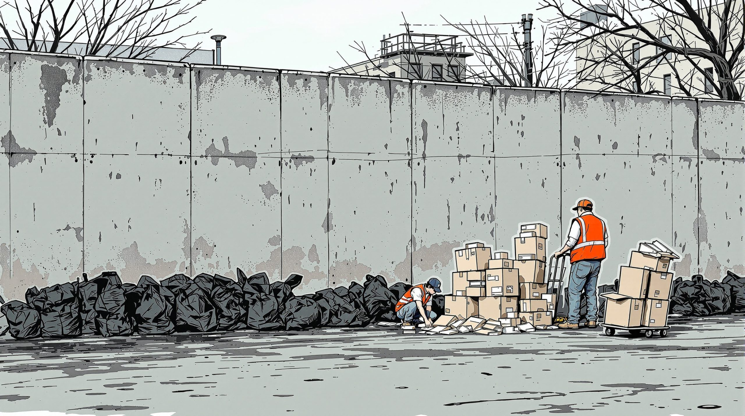 
Reparto de El Muro Negro: carne humana contra hormigón ideológico
