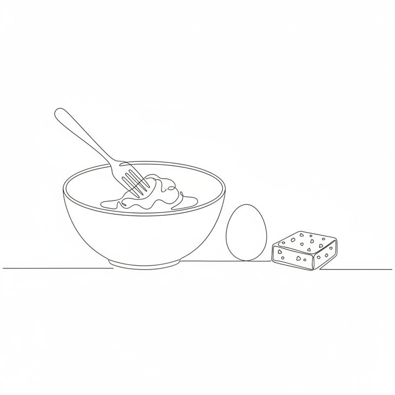 Ilustración: la carne se machaca en un bol junto a un huevo y queso feta
