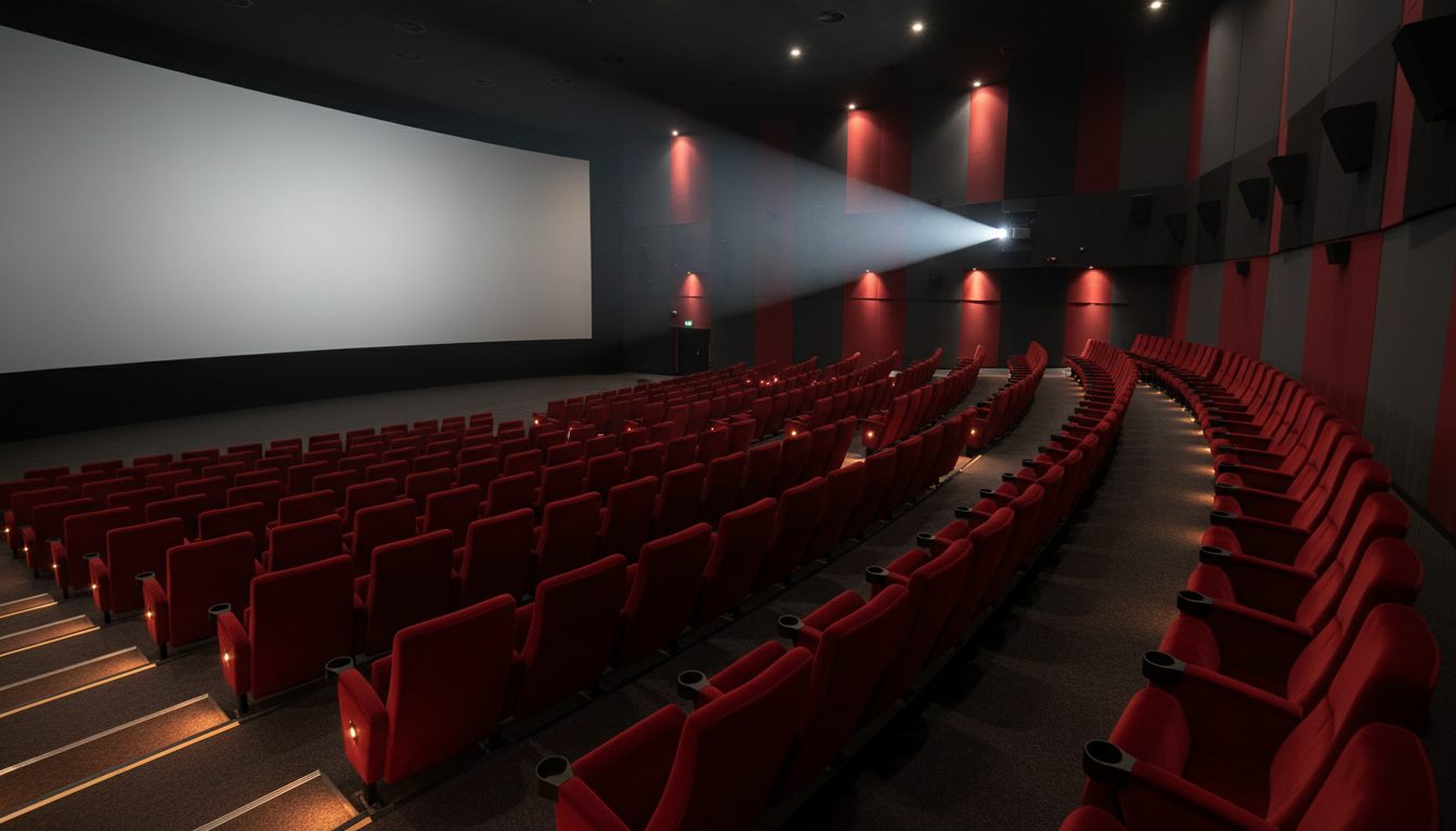 Sala de cine vacía, ilustración del orden de las películas de Marvel