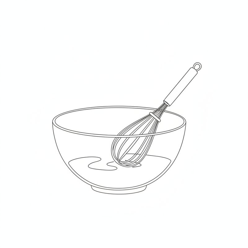 Ilustración: un bol con leche templada y unas varillas con las que se disuelve la levadura