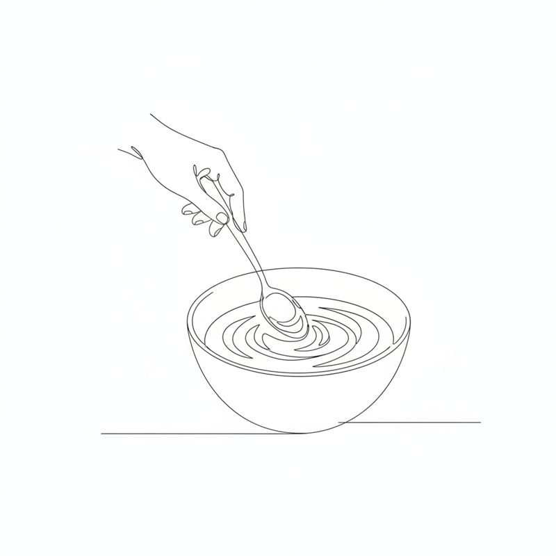 Ilustración: una mano remueve con una cuchara el contenido de un cuenco hasta que la salsa queda cremosa