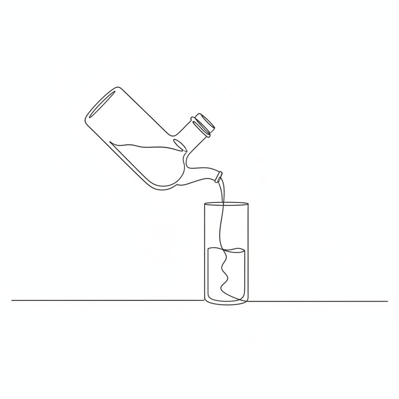 Ilustración: se vierte aceite de una botella en el vaso de la batidora