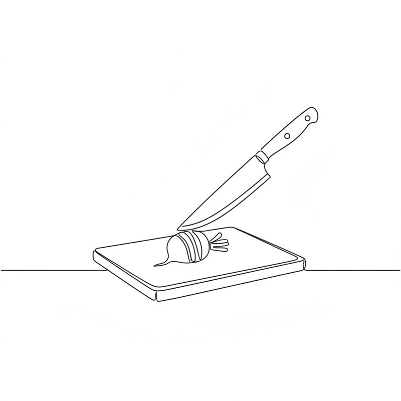 Ilustración: se pica cebolla roja muy fina sobre una tabla